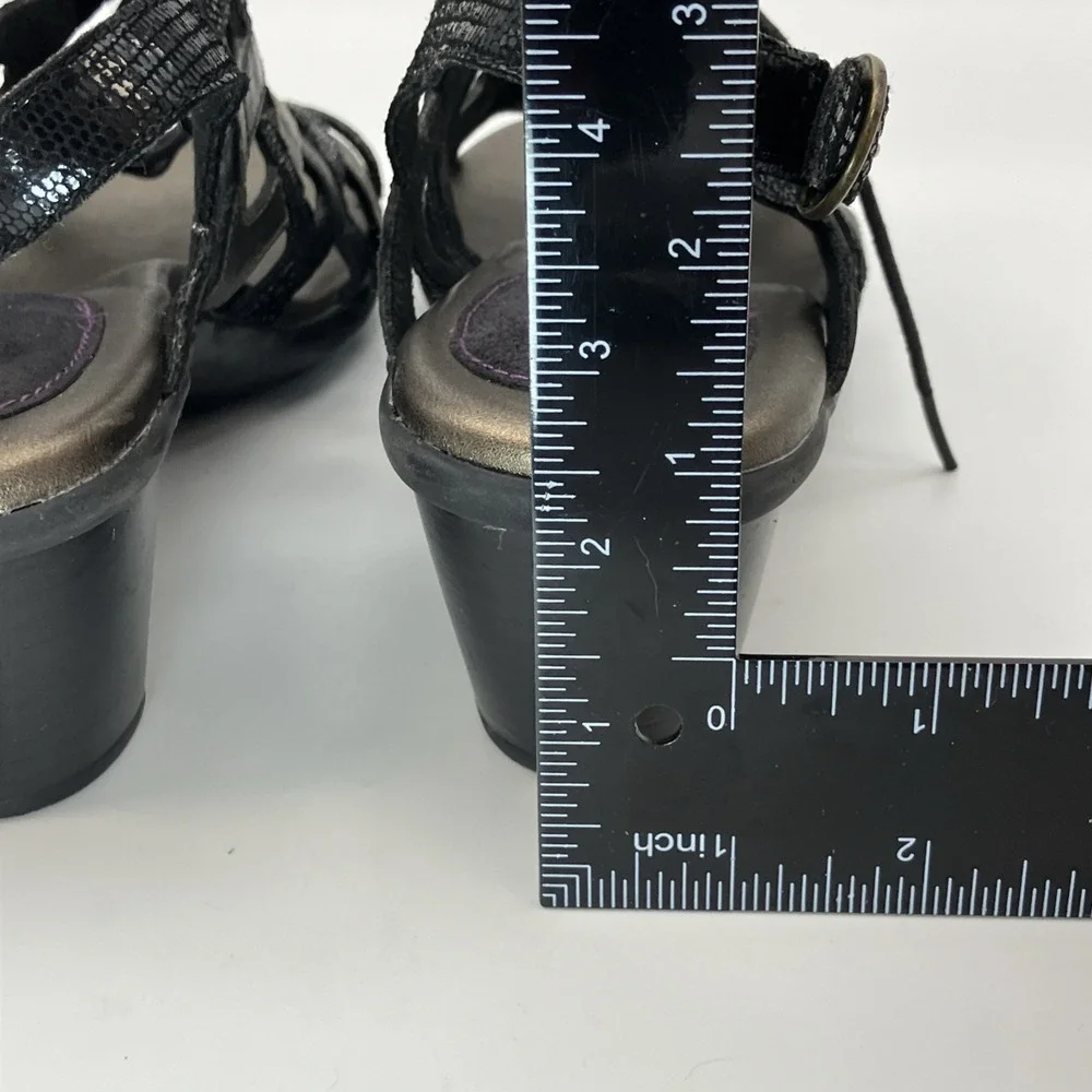 Aravon Sandals Women 8.5 B Gladiator Black Metallic Lace Up Shoes Comfort Resort